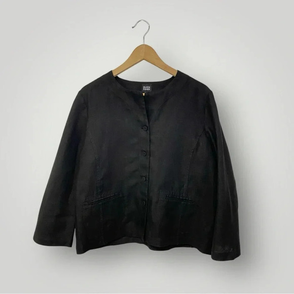 EILEEN FISHER Linen Cardigan Jacket Sz M - Picture 1 of 11